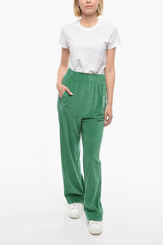 High-waisted Velour Joggers with Logo Print