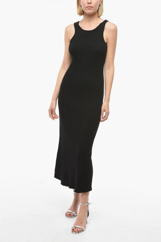 Maxi Dress SIMENS Attillato a Costine con Dettaglio Cut-Out Dietro