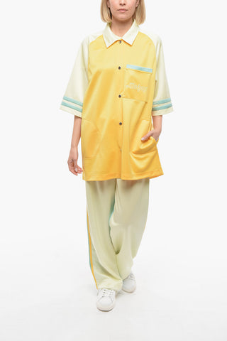Colorblock BOWLING Short-sleeved Shirt with Logo Print