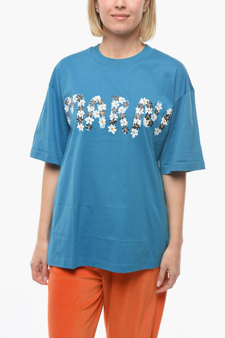 Crewneck T-shirt with Lettering Logo Print