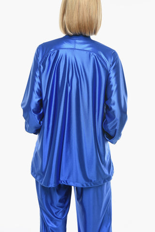 Tech-satin Zip-up Sweatshirt with Logo Print