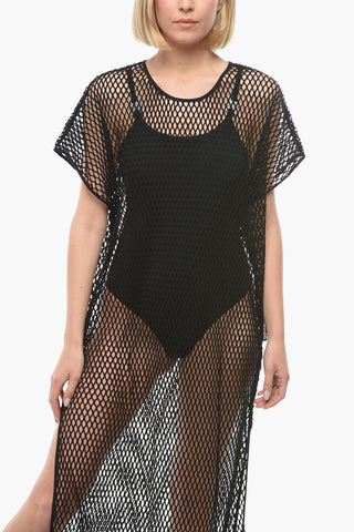 BEACHWEAR Mesh Swim Dress with Side Slits