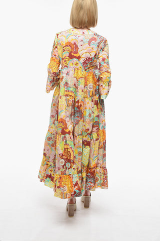Patterned V-Neck JENNIFER JANE Dress with 3/4 Sleeve