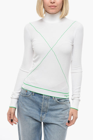 Technical Knit Turtleneck Sweather with Logoed Embroidery