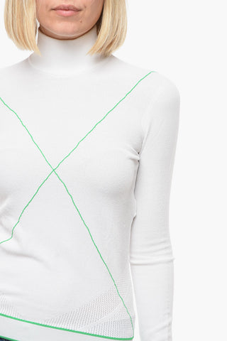 Technical Knit Turtleneck Sweather with Logoed Embroidery