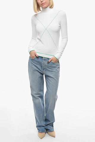 Technical Knit Turtleneck Sweather with Logoed Embroidery