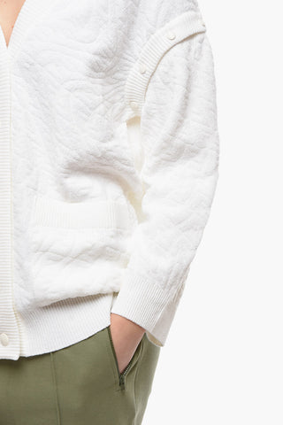 Snap Button Knitted Cardigan with Removable Sleeves