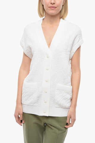 Snap Button Knitted Cardigan with Removable Sleeves
