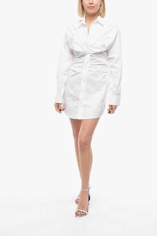Draped Mini Shirt Dress