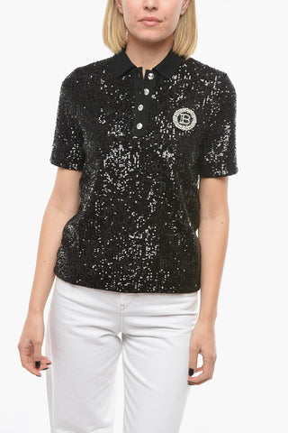 Jewel Polo and Buttons Sequined Polo