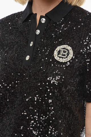 Jewel Polo and Buttons Sequined Polo
