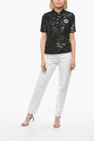 Jewel Polo and Buttons Sequined Polo