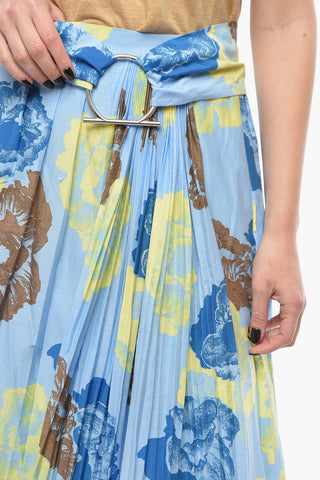 Silk-voile Pleated Midi Skirt with Belt