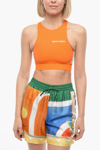 Top Crop Active con Logo Stampato