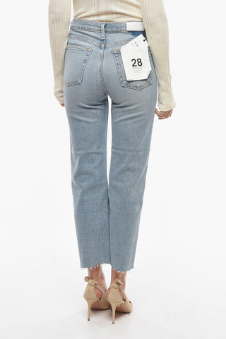 Jeans a Vita Alta STOVE PIPE con Orli a Taglio vivo 16cm