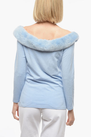Mink Fur Removable Detail BATEAU Boat Neck Sweater