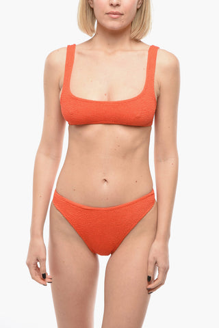 Solid Color Crinkled Bikini