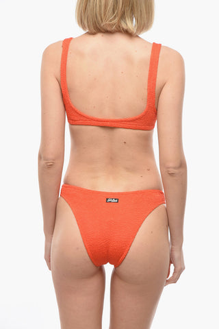 Solid Color Crinkled Bikini