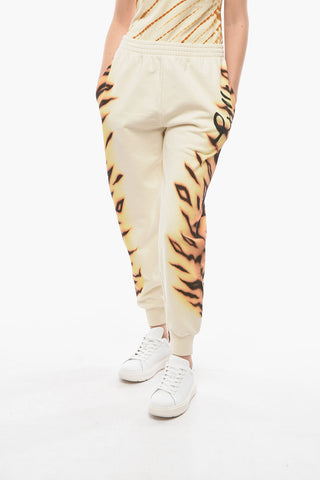 Joggers in Cotone Garzato con Stampa Animalier