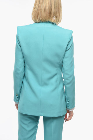 no vent peak lapel double-breasted blazer