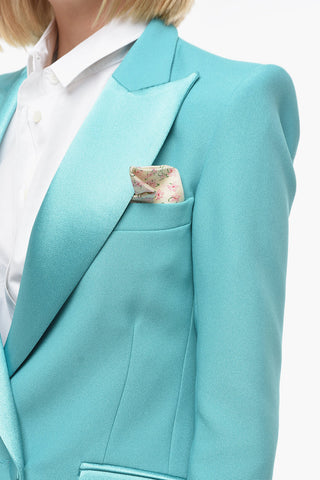 no vent peak lapel double-breasted blazer