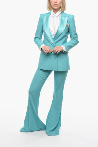 no vent peak lapel double-breasted blazer