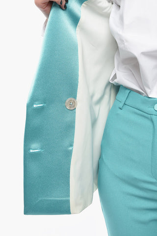 no vent peak lapel double-breasted blazer