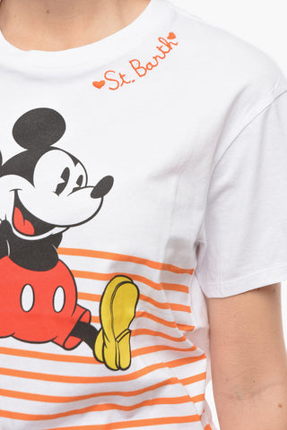 DISNEY Striped Crew-neck T-Shirt with Micky Mouse Print