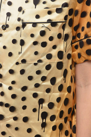 Polka Dots Silk UnderwearShirt with Breast Pocket