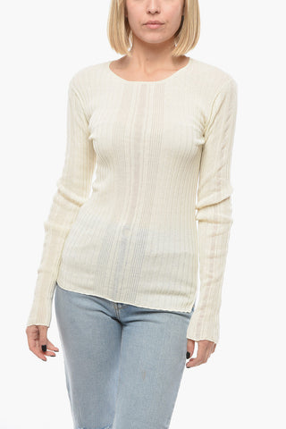 Top a Maniche Lunghe in Maglia a Costine