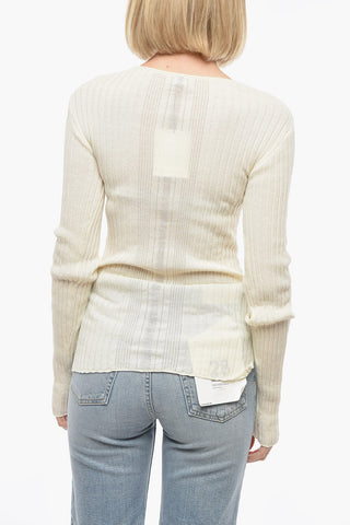 Top a Maniche Lunghe in Maglia a Costine