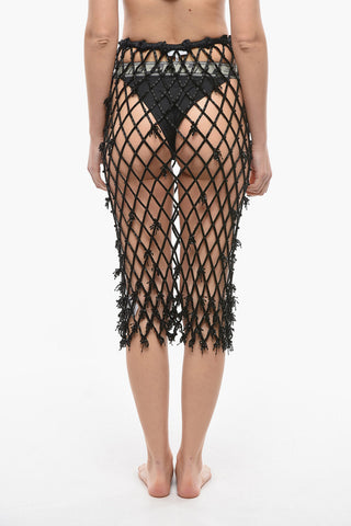 Openwork Midi Skirt with All-Over Beaded 