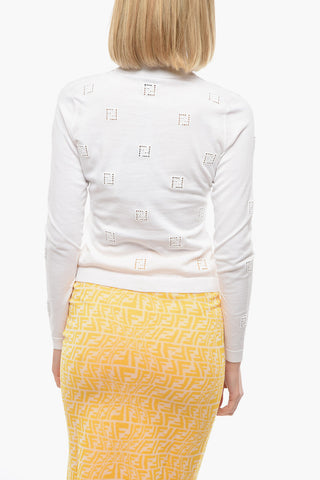 Perforated Logo Cotton Cardigan