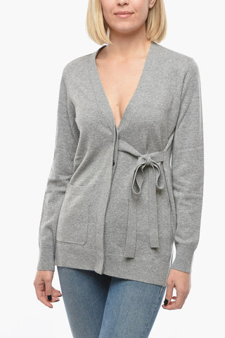 Hidden Buttoning Cashmere Blend Wrap Cardigan