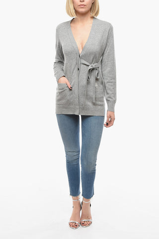 Hidden Buttoning Cashmere Blend Wrap Cardigan