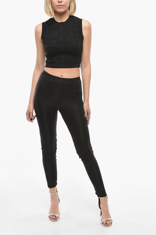 Cropped Tank Top in Debossed Monogram Motif