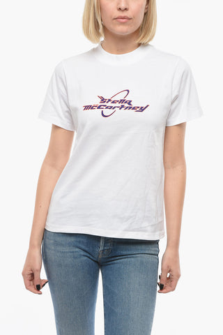 Sustainable Cotton Crew Neck T-Shirt with Printed Logo