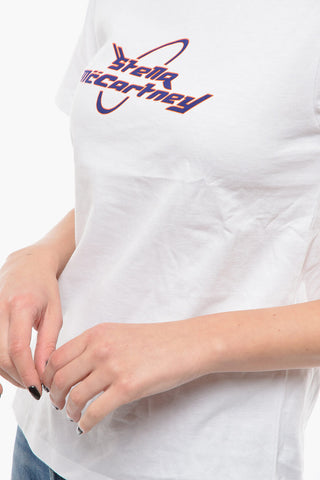 Sustainable Cotton Crew Neck T-Shirt with Printed Logo