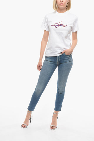 Sustainable Cotton Crew Neck T-Shirt with Printed Logo