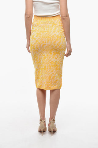 Monogram Patterned Knitted Pencil Skirt