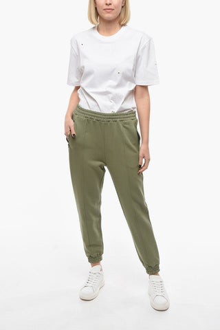 Brushed Cotton Sweatpants with Zipped Pocket