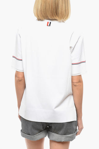 Viscose-blend Asymmetric BOXY T-shirt with Striped Pattern