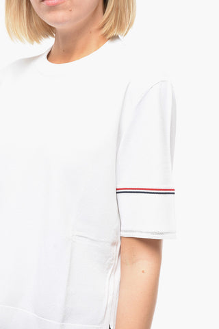 Viscose-blend Asymmetric BOXY T-shirt with Striped Pattern