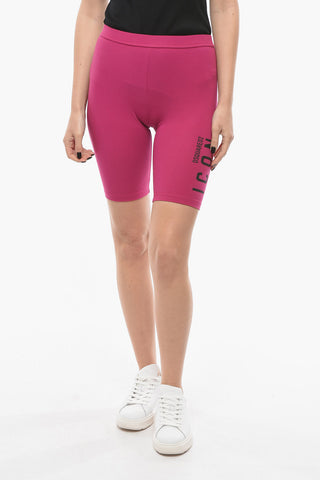 ICON Stretch Cotton Biker Shorts with Printed Logo