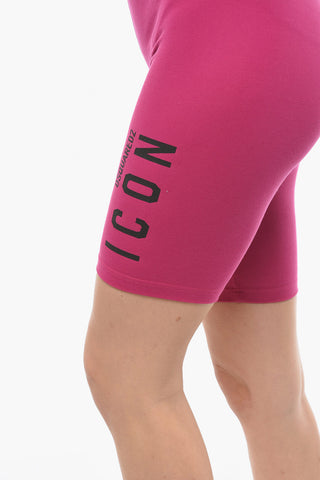 ICON Stretch Cotton Biker Shorts with Printed Logo