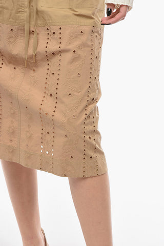 SEE BY Gonna Midi in Cotone con Ricamo in Broderie Anglaise Floreale
