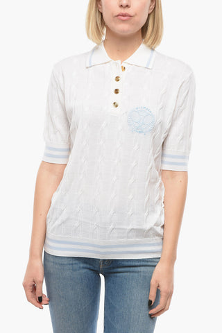 Aran Wool TENNIS Polo with Embroiderd Logo