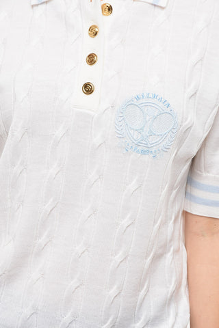 Aran Wool TENNIS Polo with Embroiderd Logo