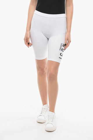 ICON Stretch Cotton Biker Shorts with Printed Logo