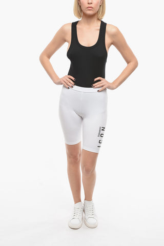 ICON Stretch Cotton Biker Shorts with Printed Logo